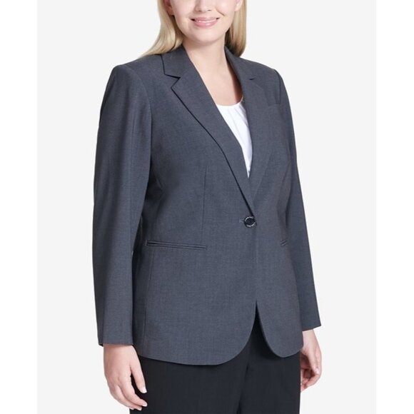 Calvin Klein Plus Size 22W One-Button Blazer Gray MSRP $100 - Picture 1 of 3